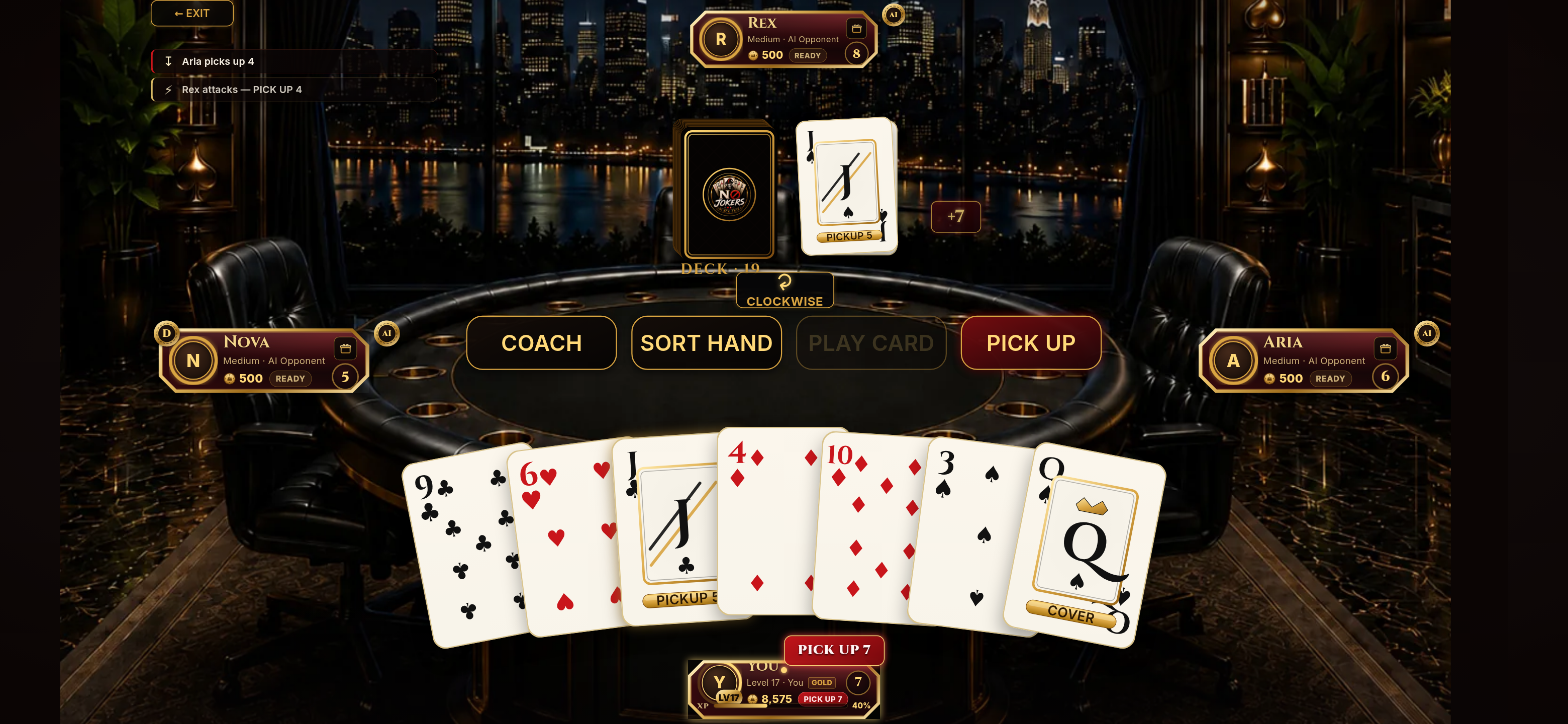 No Jokers Black Jack live gameplay — two cards on the table, your turn