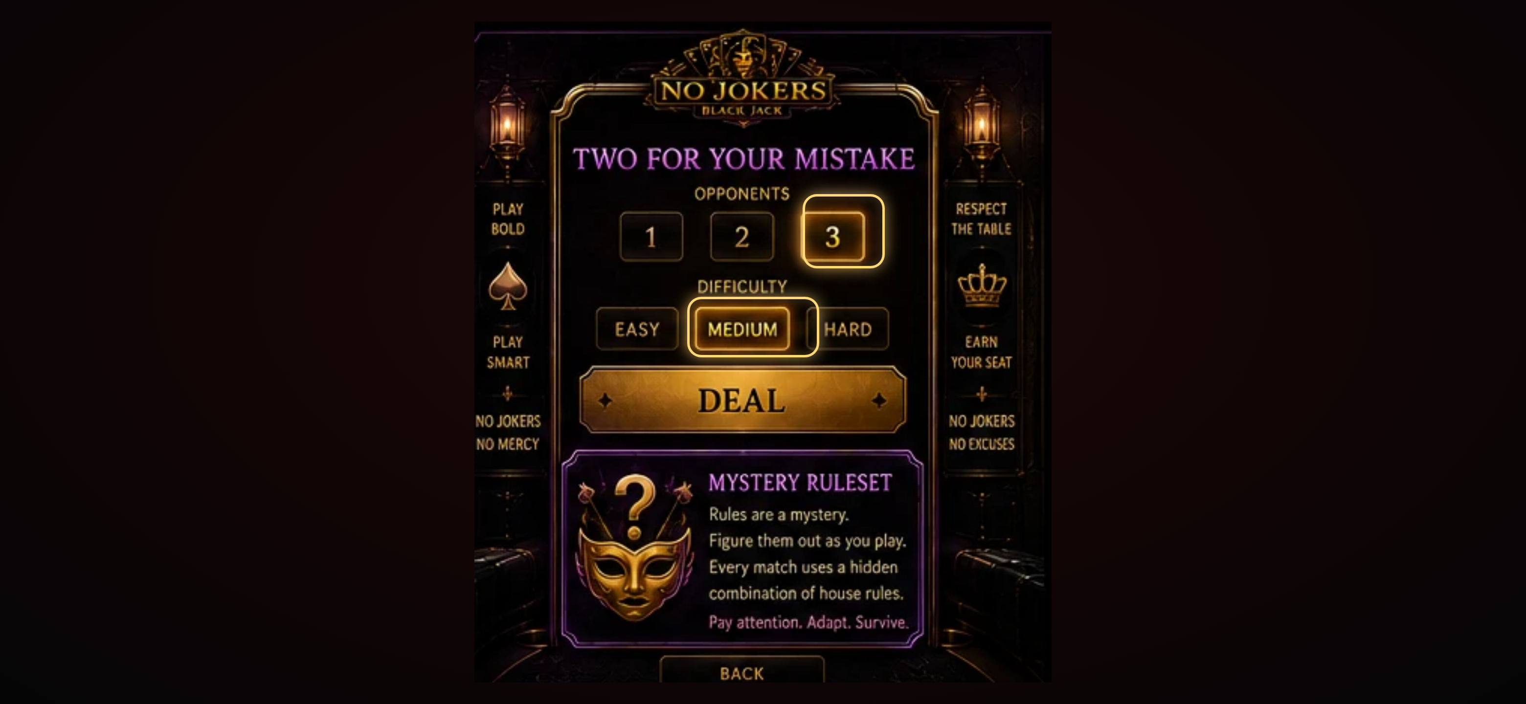 Two For Your Mistake mode — hidden ruleset, adapt or lose