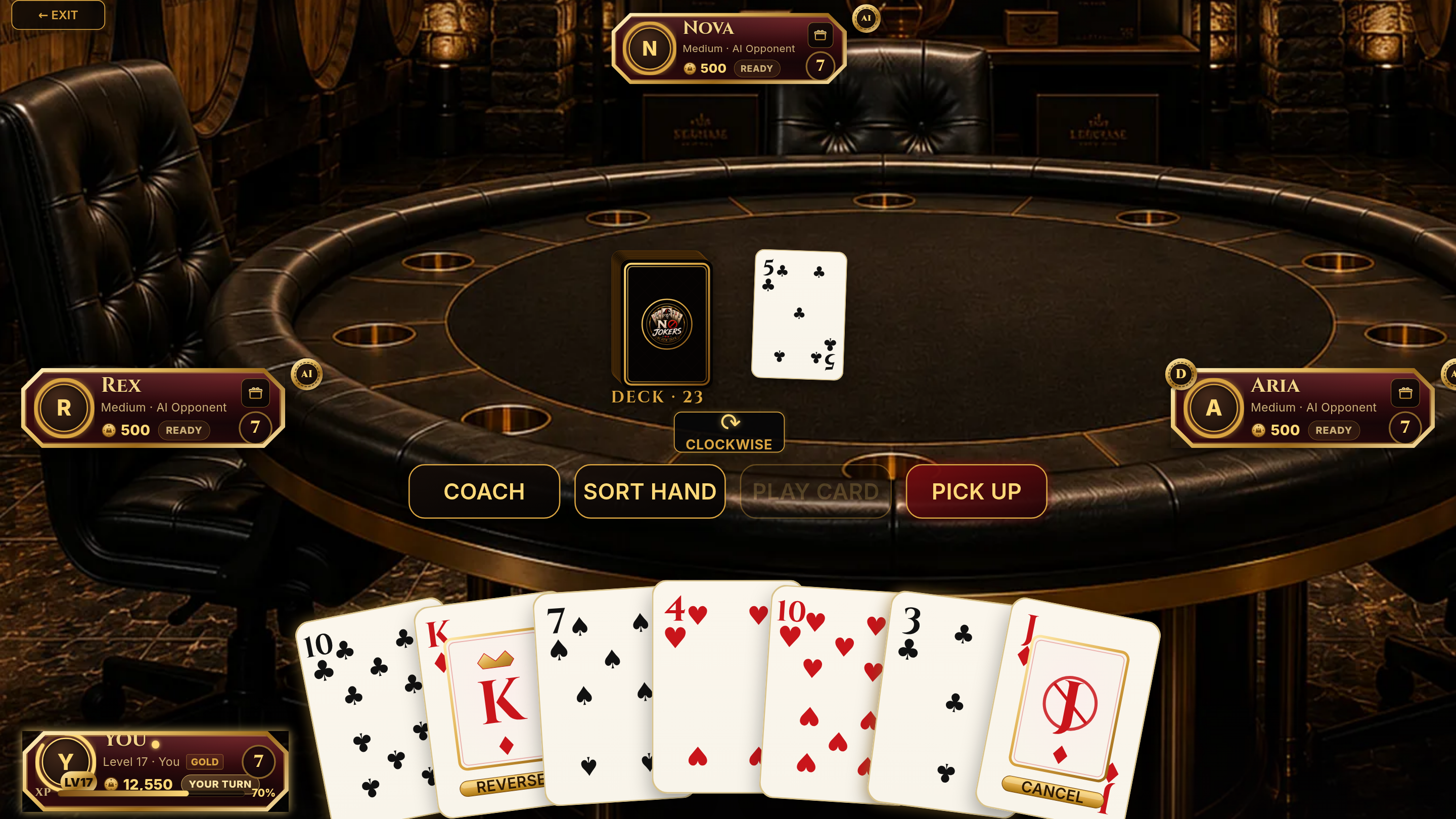 Cognac Cellar room — live gameplay in an atmospheric luxury barrel cellar environment